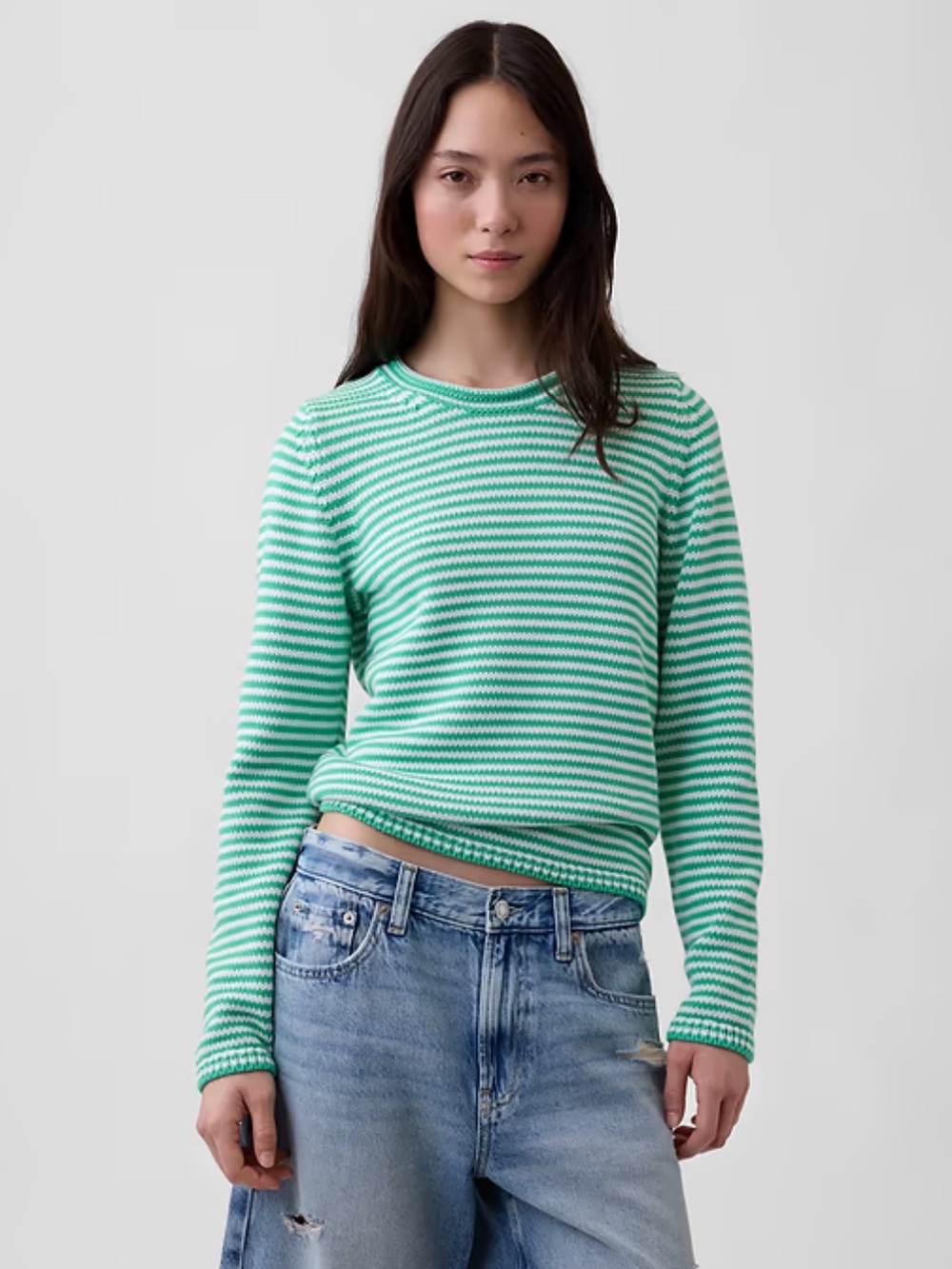 GAP 100% Cotton Rollneck Sweater
Striped in Mint and White NWT
